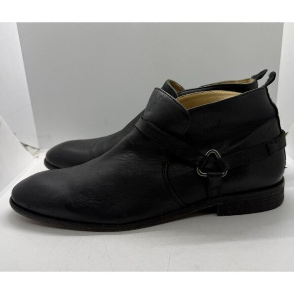 Hudson London Men’s Chelsea Ankle Boot EU 44/US 11 Black Leather Strappy Pull On main image 7